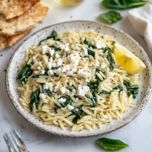 One Pan Orzo with Spinach and Feta Recipe