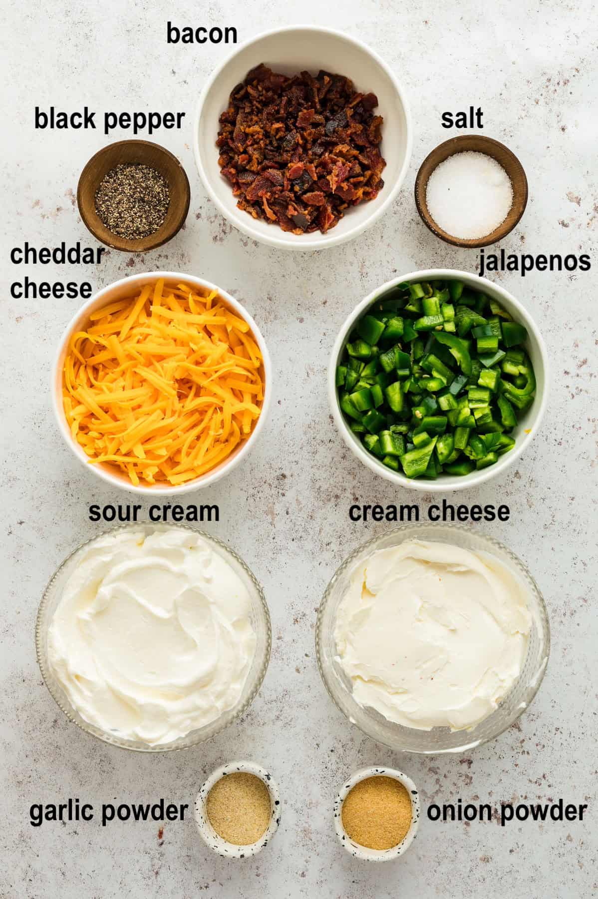 Ingredients for Jalapeno Popper Dip.