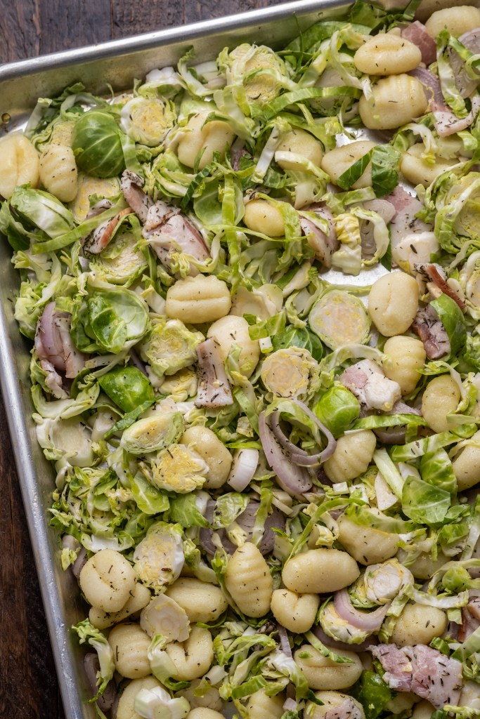 Sheet Pan Gnocchi with Brussel Sprouts and Bacon