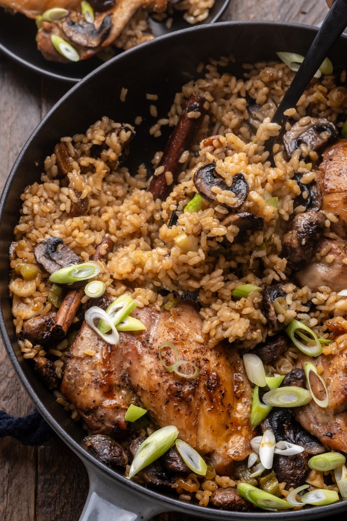 Spiced Mushroom Chicken and Rice Skillet