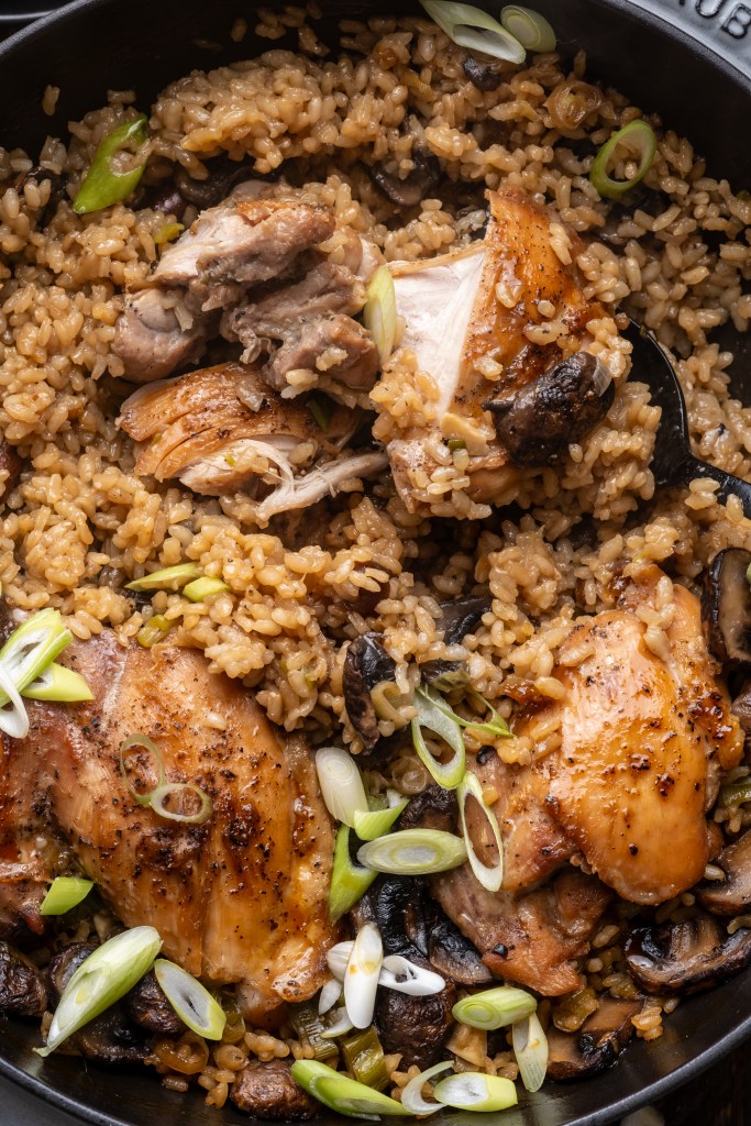 Spiced Mushroom Chicken and Rice Skillet