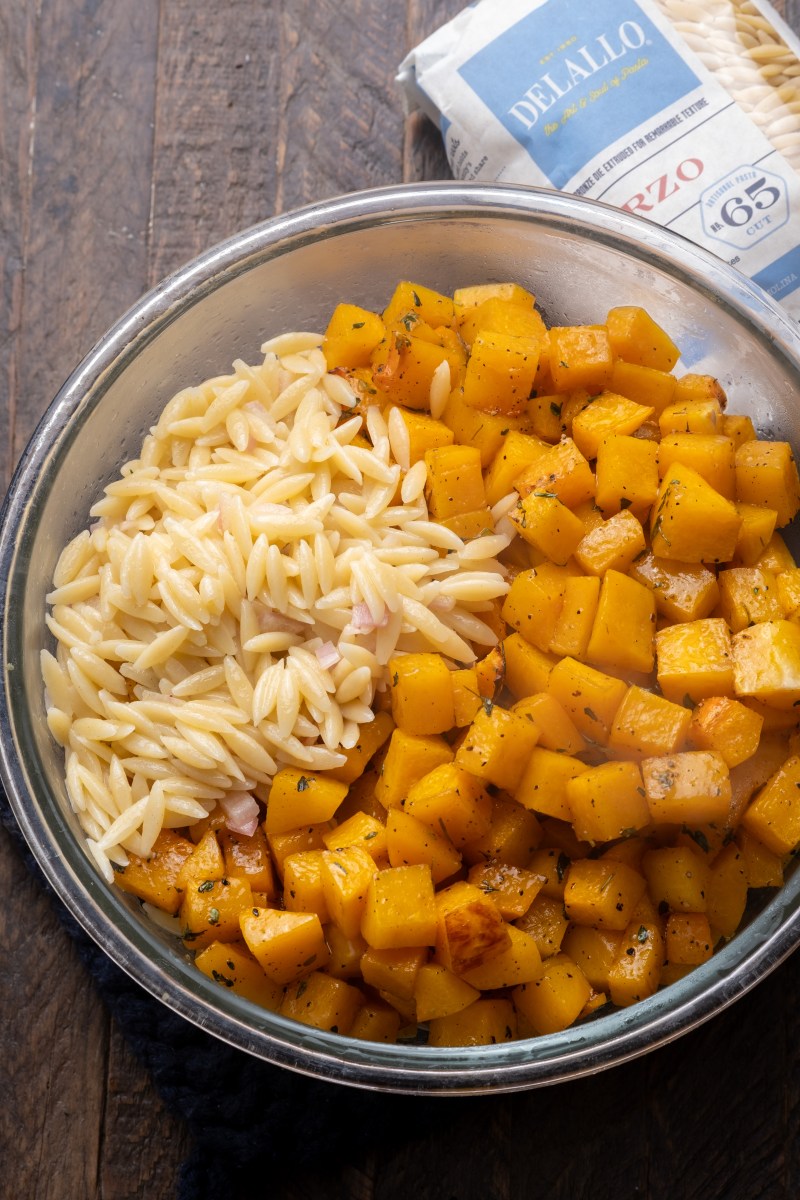 Warm Orzo Pasta Salad with Butternut Squash