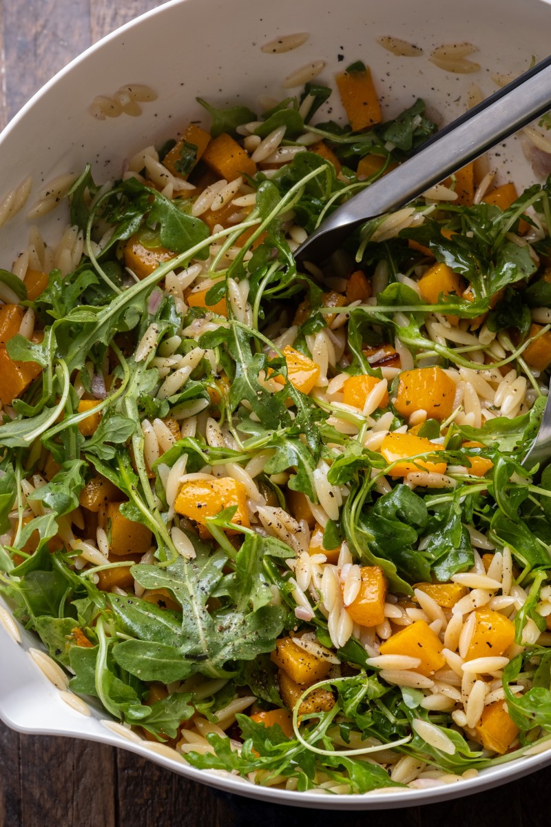 Warm Orzo Pasta Salad with Butternut Squash