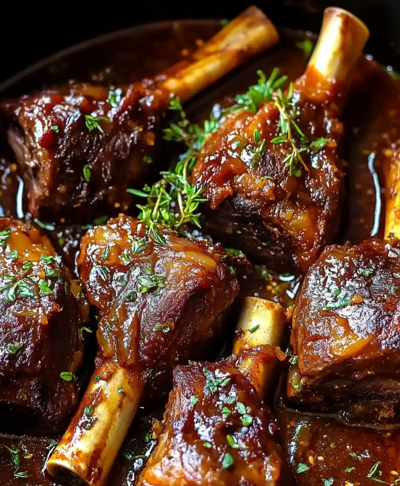 braised lamb shanks close up