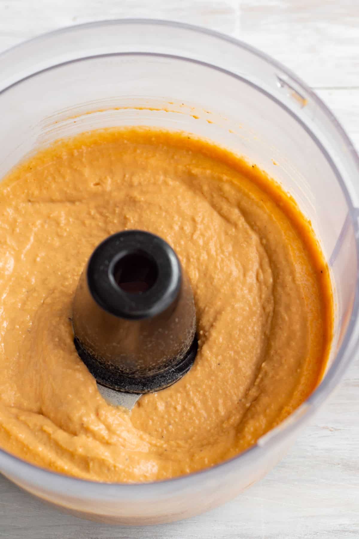 buffalo hummus in a food processor.