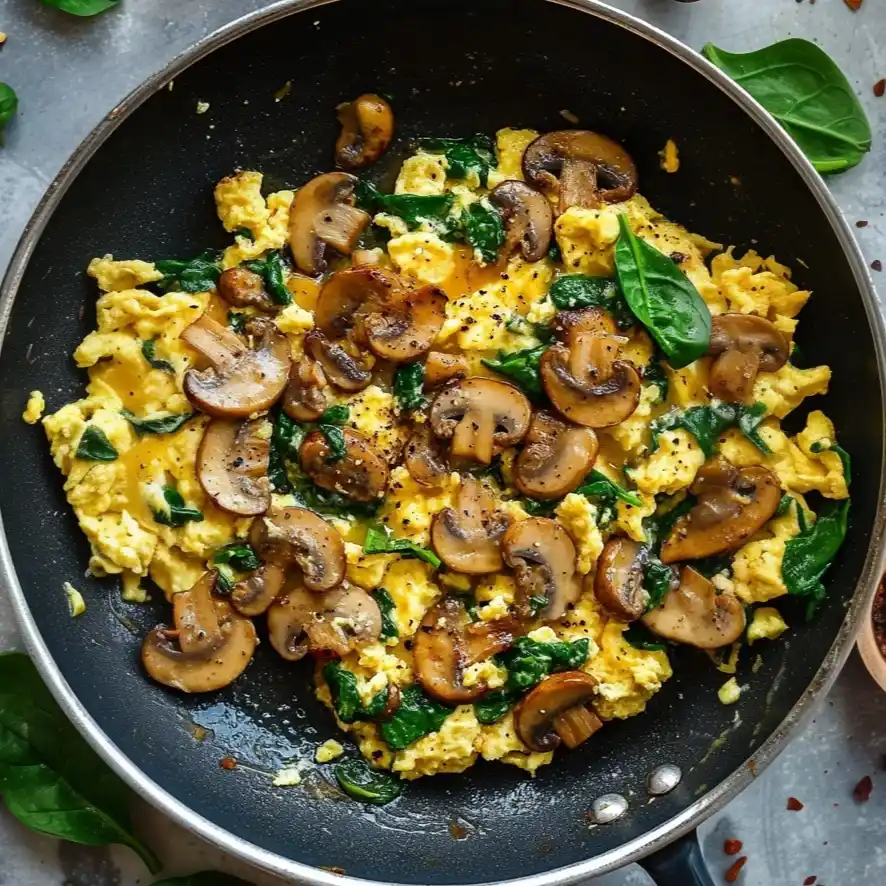 mushroom spinach scrambled eggs