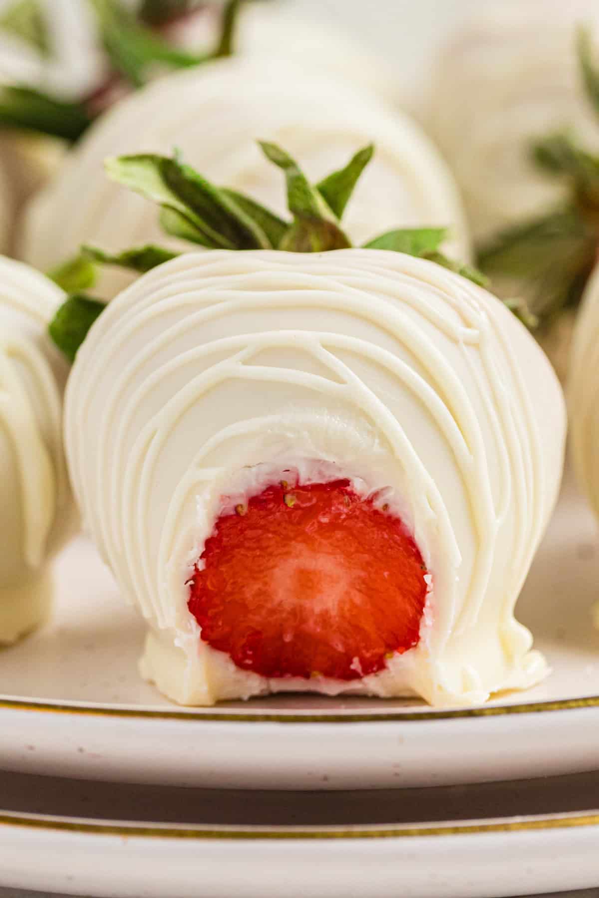 White chocolate covered strawberry.