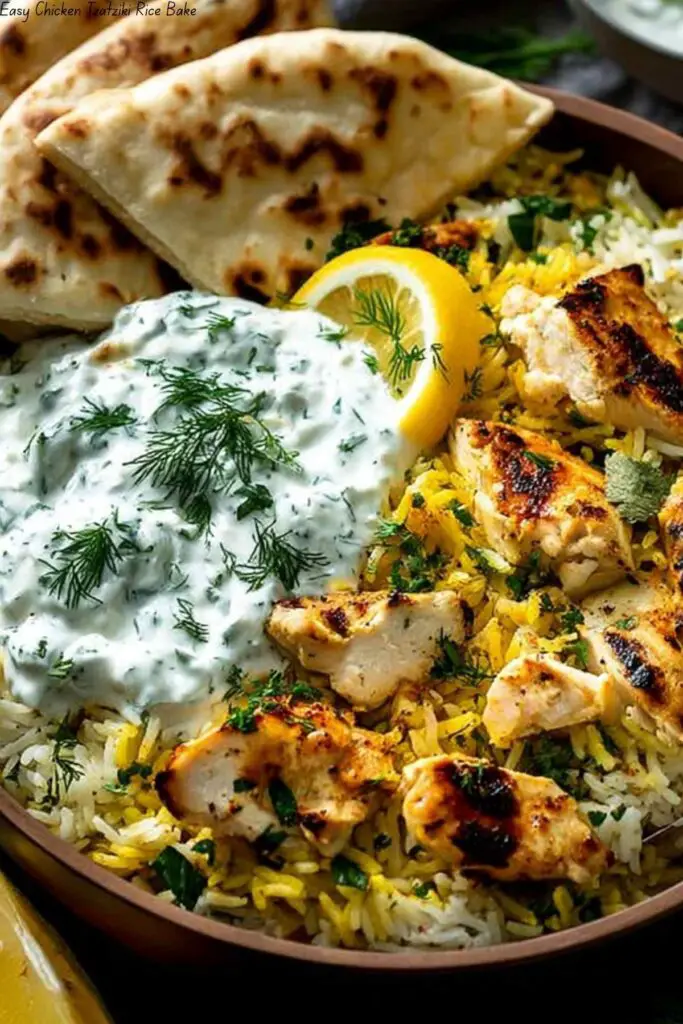Easy Chicken Tzatziki Rice Bake