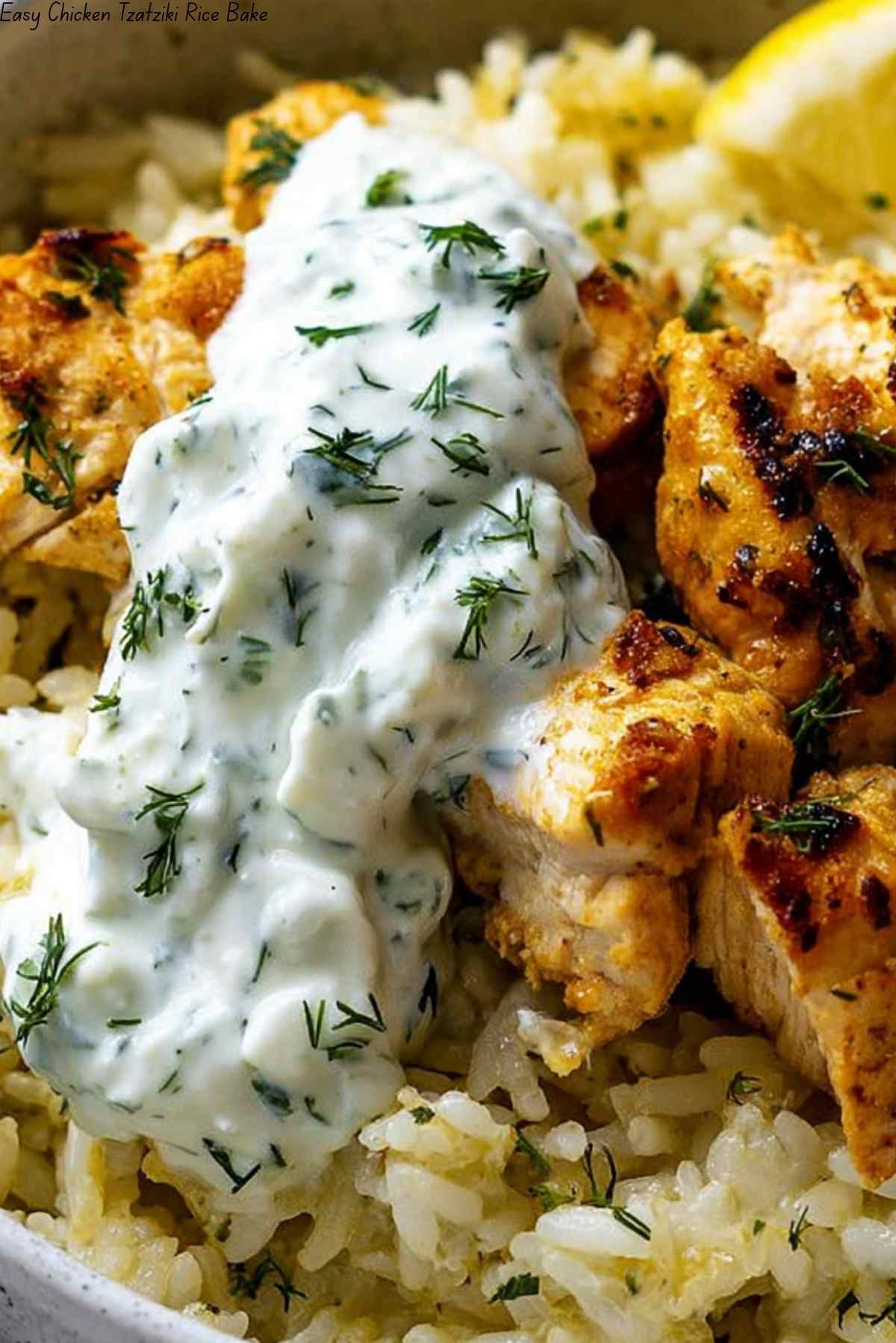 Easy Chicken Tzatziki Rice Bake