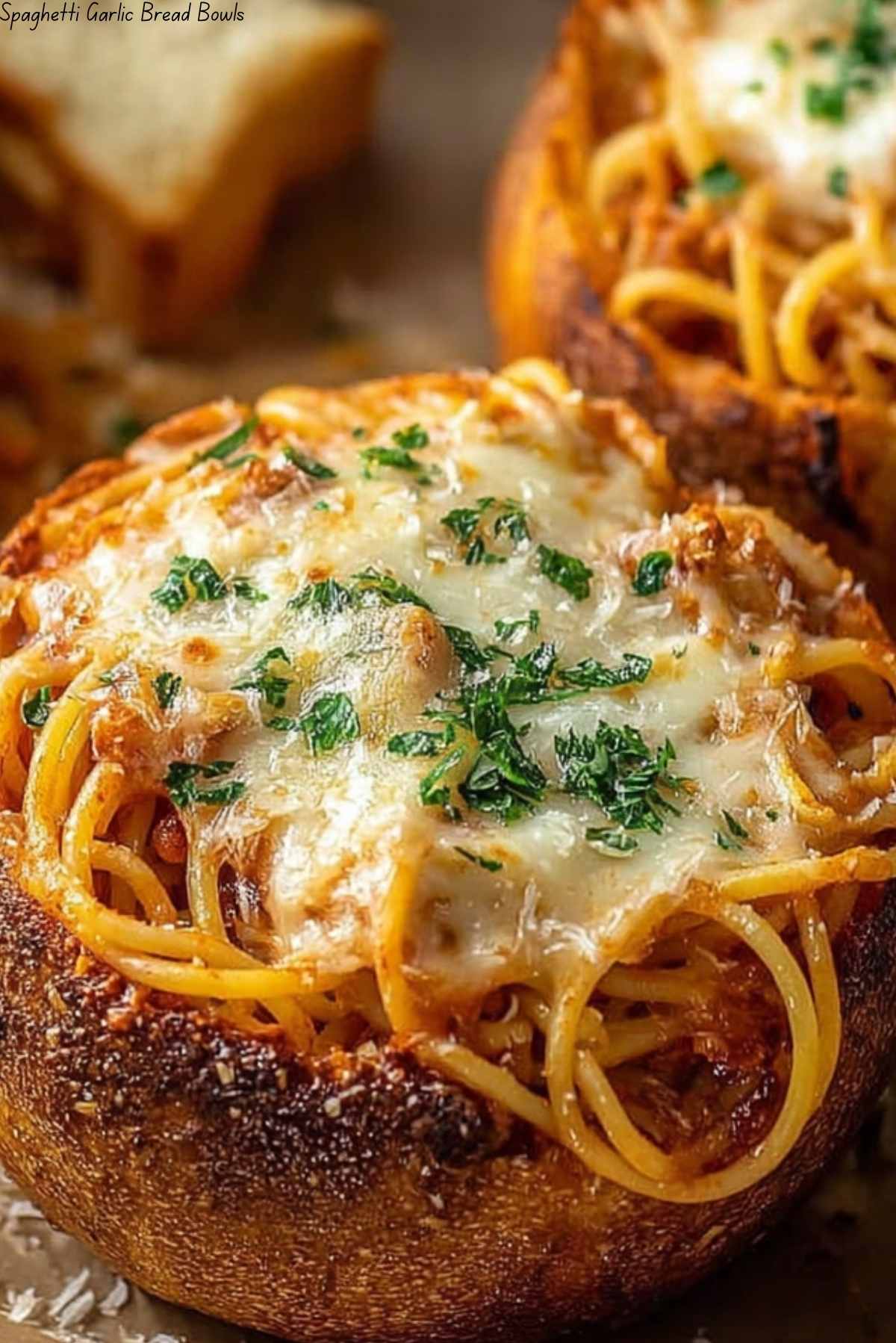 Spaghetti Garlic Bread Bowls | JustWorthi