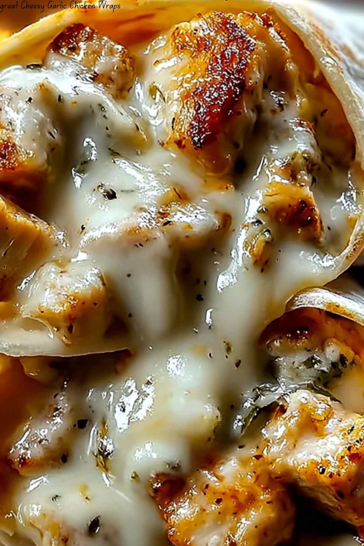 Great Cheesy Garlic Chicken Wraps