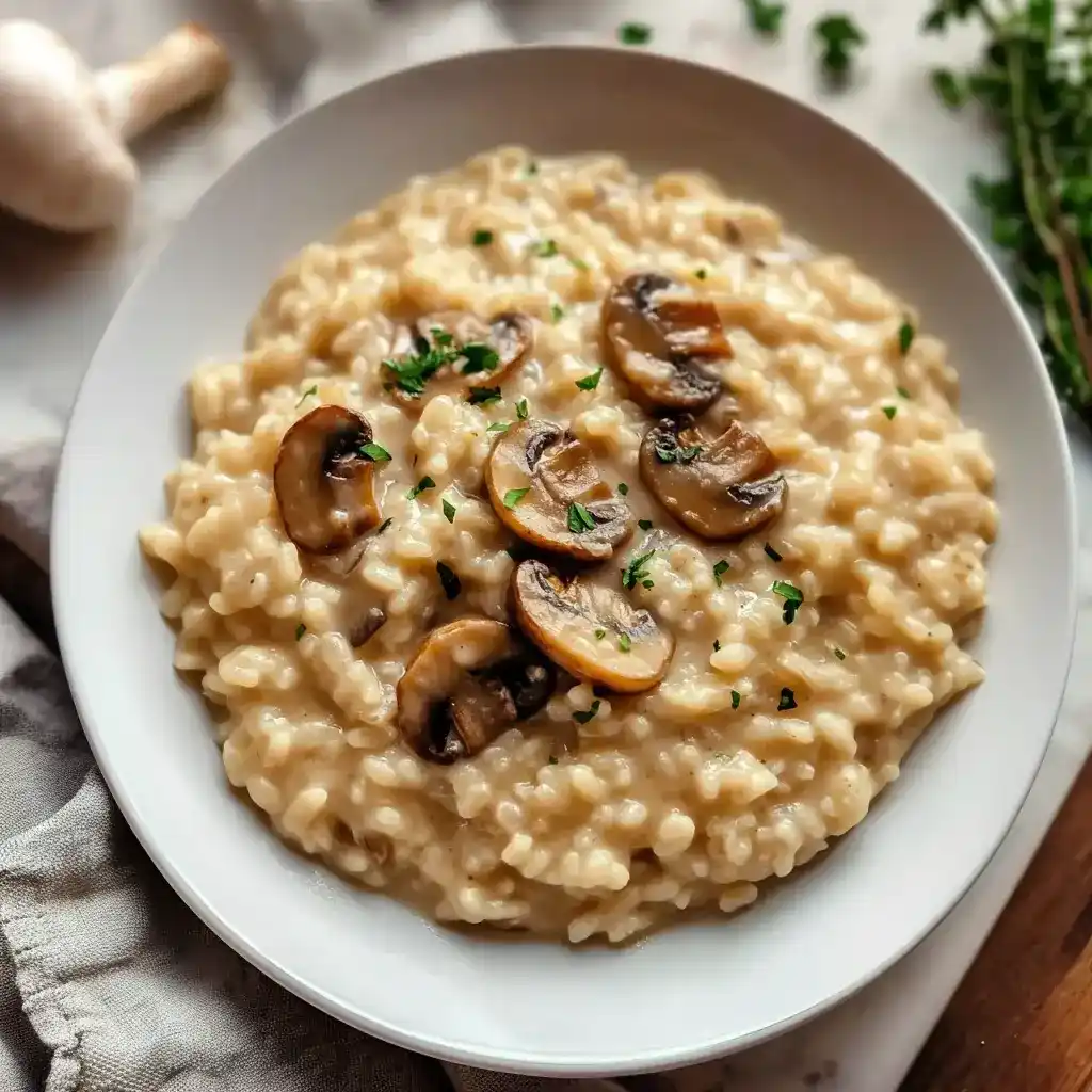 Creamy Mushroom Risotto on a plate