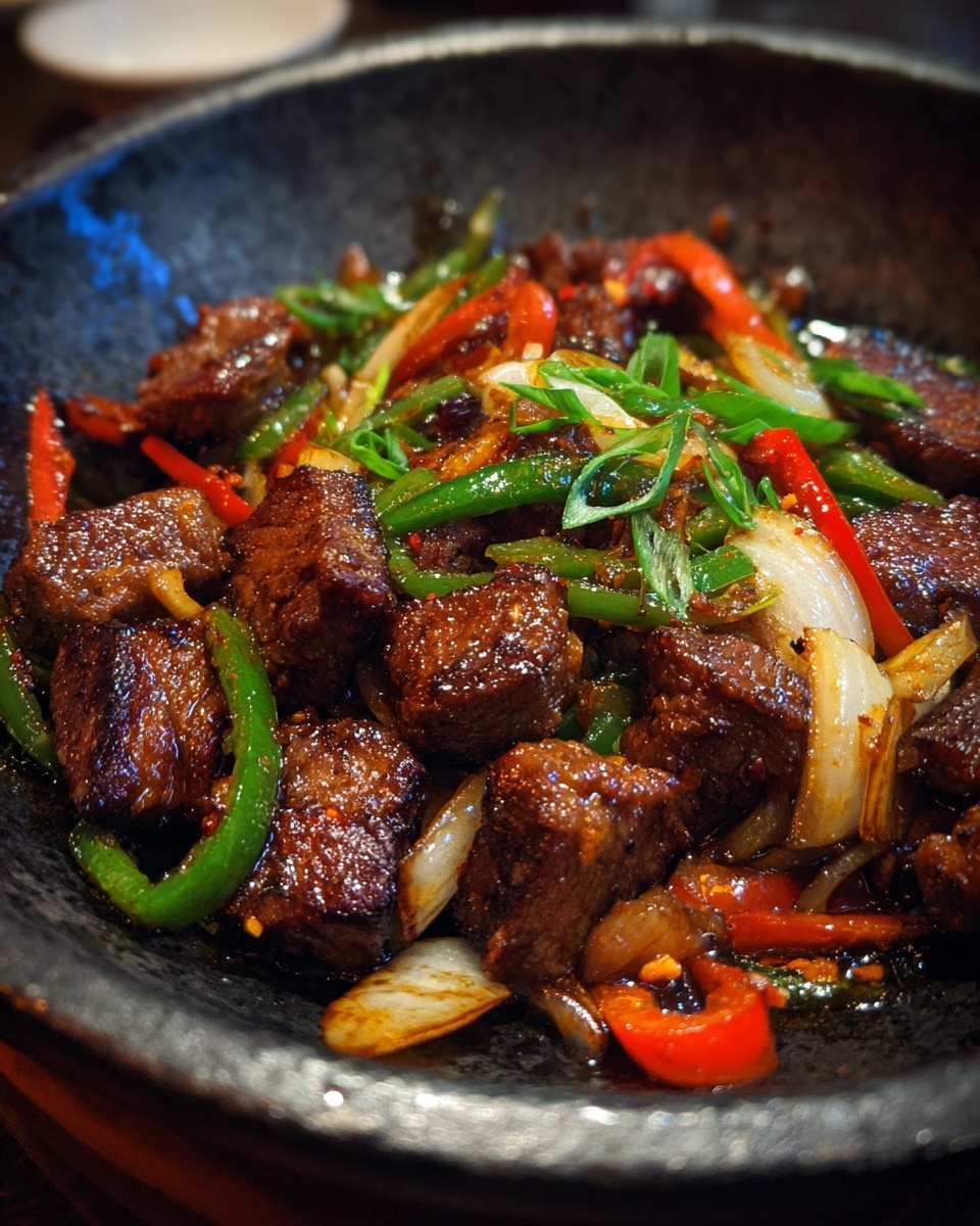 Sizzling Chinese Pepper Steak with Onions Recipe - Recipe Image