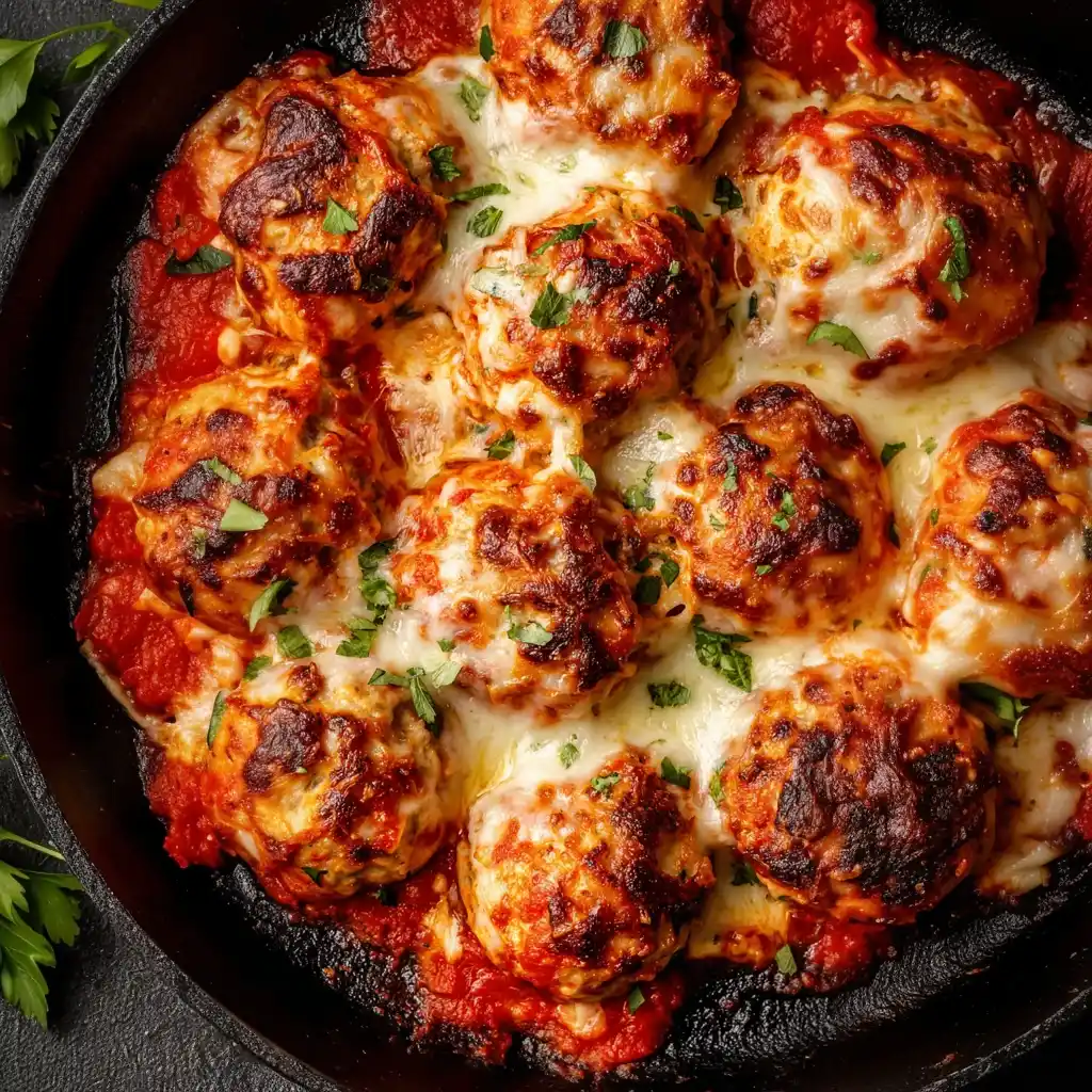 Baked Chicken Parmesan Meatballs (Easy & Healthy)
