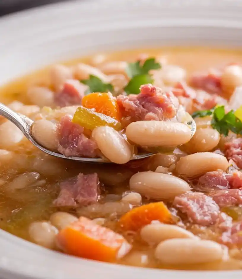 Crockpot White Bean and Ham Soup close up