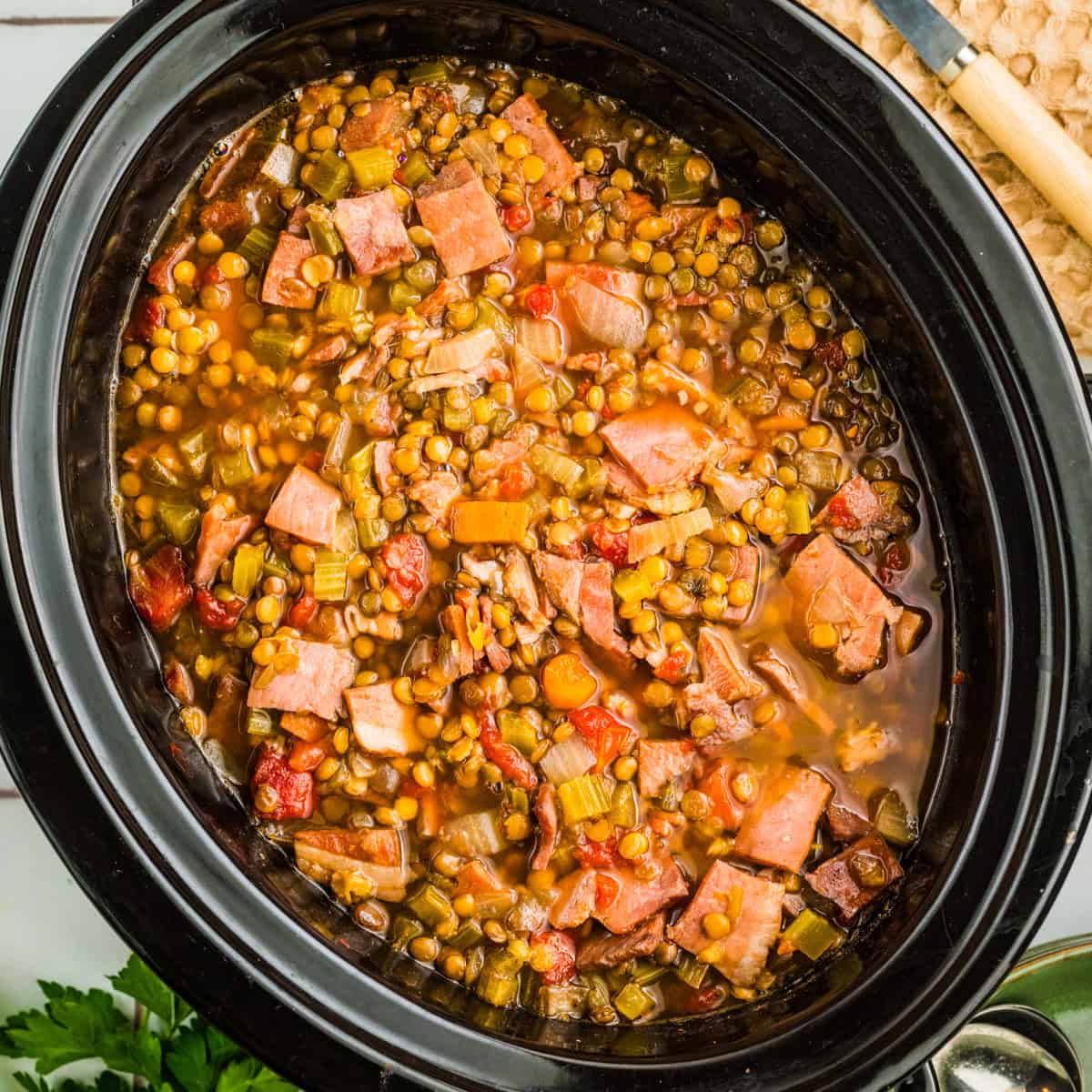 Ham and Lentil Soup (Slow Cooker)