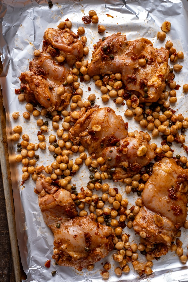 Sheet Pan Sun Dried Tomato Chicken and Chickpeas