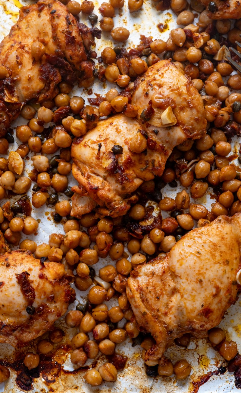 Sheet Pan Sun Dried Tomato Chicken and Chickpeas