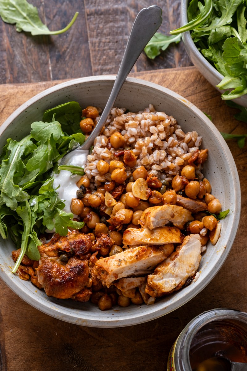 Sheet Pan Sun Dried Tomato Chicken and Chickpeas